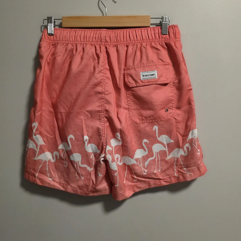 Vibrant Flamingo Print Mens Swim Shorts